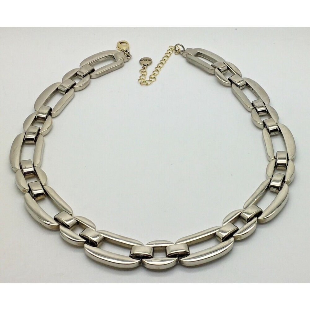 Alfani Silver Tone Choker Collar Link Necklace Macy Chunky 17 3/4 “